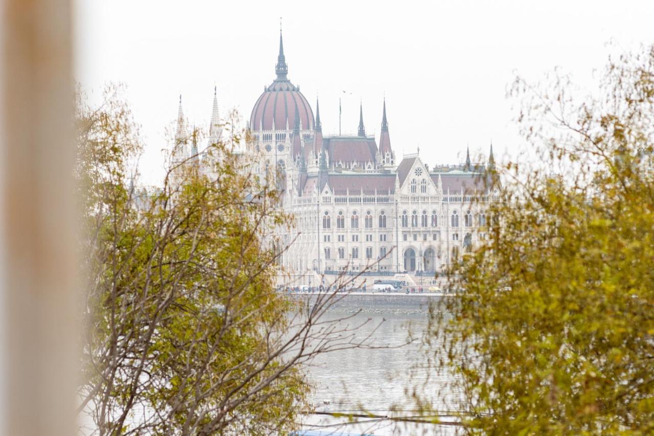 Danube Waterfront View At Chain Bridge Budapest Exteriör bild